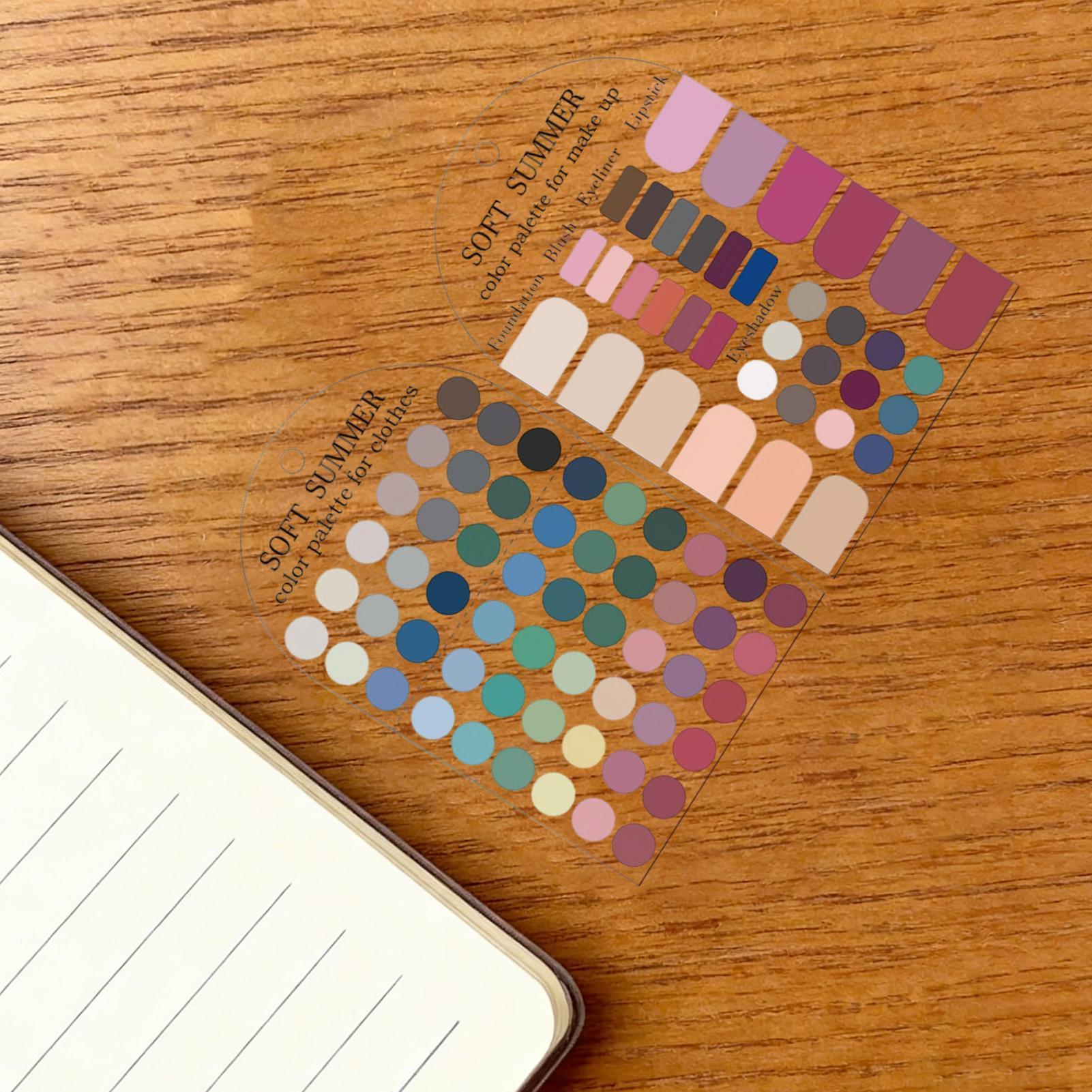 Summer Clothing Color Palette - 2 個ソフトサマーカラーパレットカードアクリル衣類メイクアップカラーマッチングカードショッピングメイクアップ衣類マッチング用