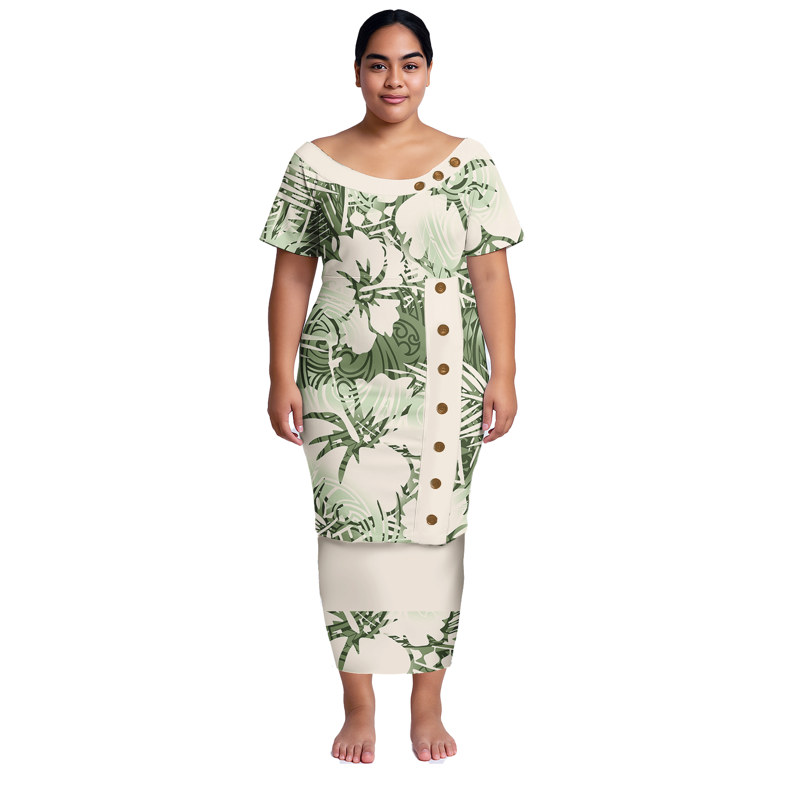 Summer Clothing Styles For Women - シャツとスカートの2点セット レディース ポリネシアンスタイルプリント ナイトドレス カスタムプリント 大きいサイズ