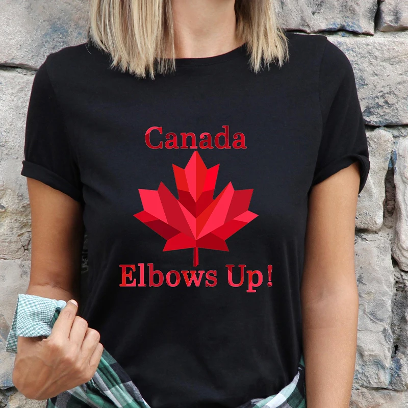Summer Clothing Women Canada - 肘アップカナダ女性 Tシャツおかしいレトロカエデの葉グラフィック Y2k トップス夏カジュアル半袖 Tシャツ女性の美的服