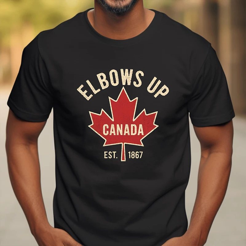 Summer Clothing Women Canada - エルボーズアップカナダ Tシャツ男性女性のための夏カジュアルレトロメープルリーフグラフィックトップス半袖 Tシャツファッション紳士服