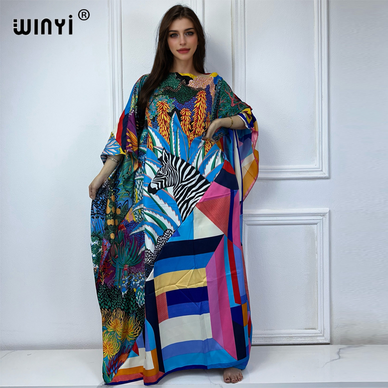 Summer Evenings Clothing - WINYI 新しい高品質プリントカフタン ファッション アフリカ服 ビーチカバーアップ 女性用イブニングドレス