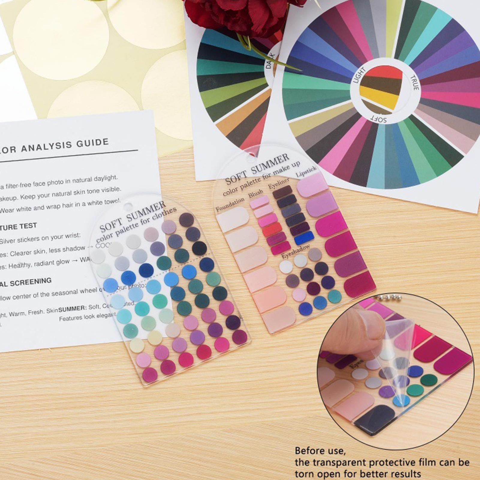 Summer Clothing Color Palette - 2枚組 ソフトサマーカラーパレットカード アクリル製 服・メイクアップのカラーマッチングカード ショッピング、メイクアップ、服のマッチング用