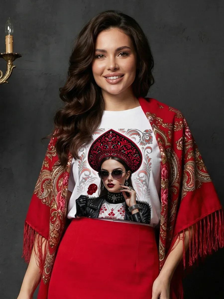 Summer Evenings Clothing - ヴィンテージロシアポートレートプリントグラフィックプリント Tシャツ女性白夏のファッション O ネックオーバーサイズ Tシャツストリート服