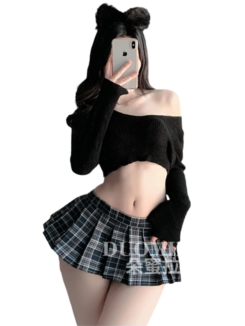 Summer Evenings Clothing - 女性のセクシーでかわいいキャンパスユニフォームセット、透明なセーター、誘惑、情熱、自由奔放に生きる服、女性の衣装、iowk