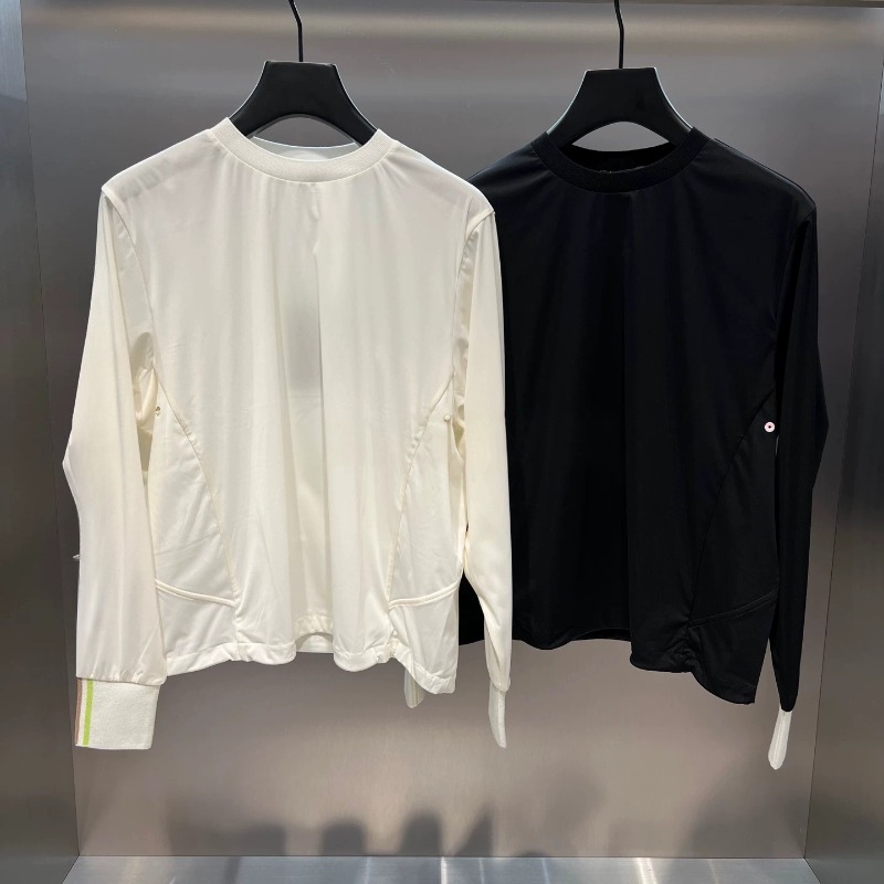 Summer Golf Clothing - 2026年シックな韓国風レディースゴルフ長袖トップス、クルーネック、シンプル、夏のスポーツに最適、エレガントで多用途、カジュアルで伸縮性のあるシャツ