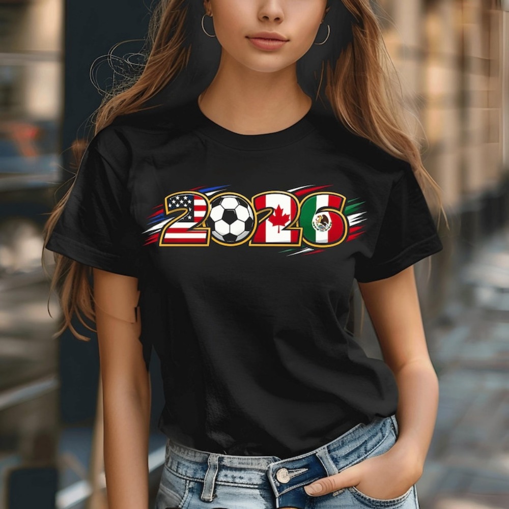 2026 米国カナダメキシコサッカーグラフィック男性女性綿  - Summer Clothing Women Canada のレビューと価格