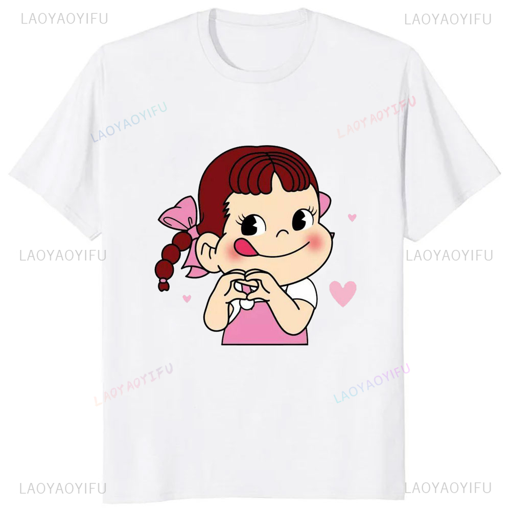 女性用カワイイミルクペコちゃんプリントTシャツ,原宿,y2k - Summer Japanese Clothing のレビューと価格