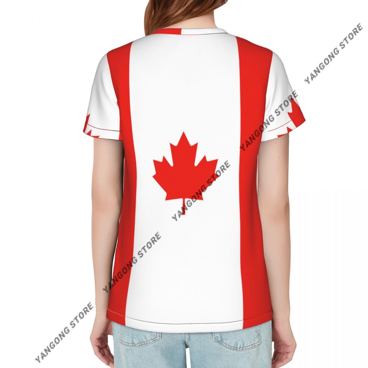 女性の Tシャツカナダカナダ国旗 Tシャツ女性カジュアル O - Summer Clothing Women Canada のレビューと価格