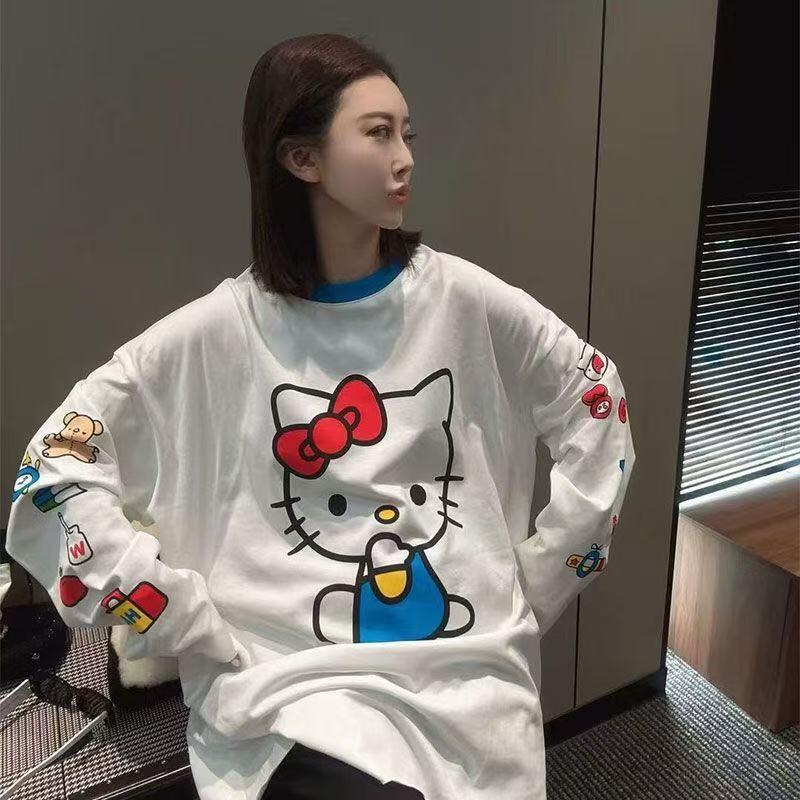 長袖ハローキティ夏の新スタイル漫画かわいいプリント Tシャツ - Summer Clothing Styles For Women のレビューと価格
