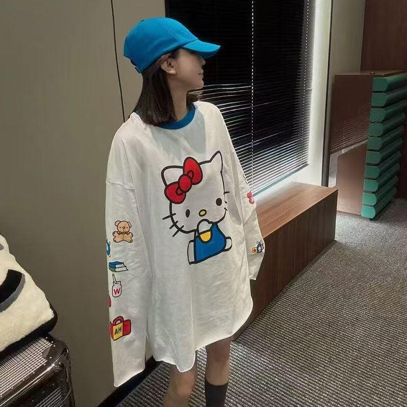 長袖ハローキティ夏の新スタイル漫画かわいいプリント Tシャツ - Summer Clothing Styles For Women のレビューと価格