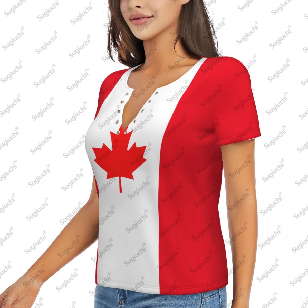 2025 カナダ国旗セクシーなディープ V ネック女性 3D - Summer Clothing Women Canada のレビューと価格