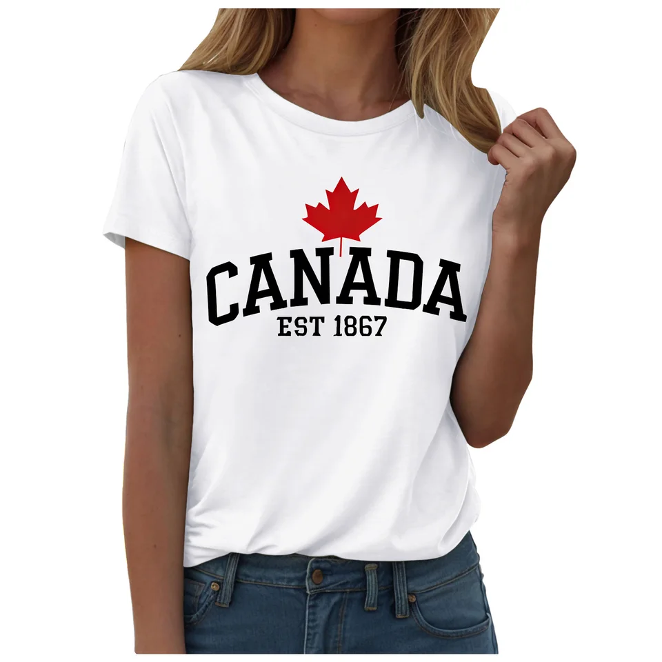 メープルリーフフラグ Tシャツ婦人服カナダ国旗グラフィック半 - Summer Clothing Women Canada のレビューと価格