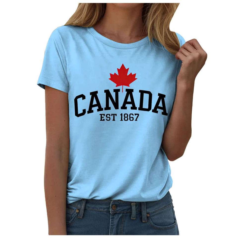メープルリーフフラグ Tシャツ婦人服カナダ国旗グラフィック半 - Summer Clothing Women Canada のレビューと価格