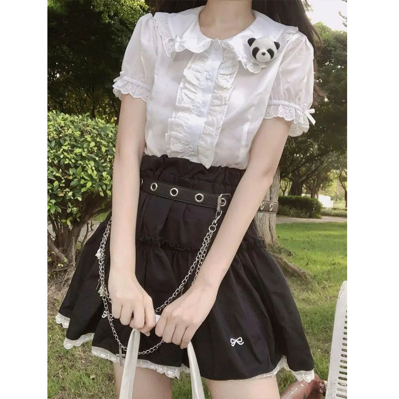 Deeptown かわいいロリータブラウス白人女性かわいいレ - Summer Japanese Clothing のレビューと価格