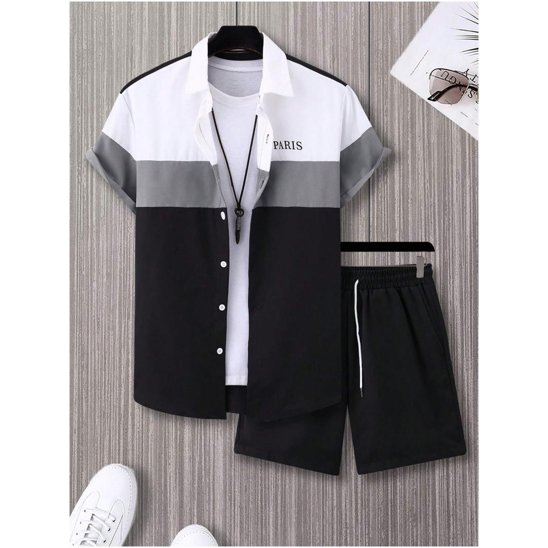 メンズファッションスーツ 青と白のパッチワークカラー シング - Summer Clothing Guys のレビューと価格