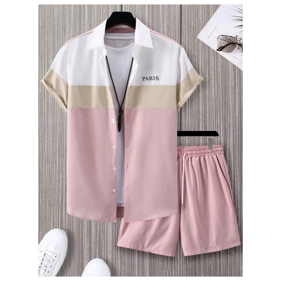 メンズファッションスーツ 青と白のパッチワークカラー シング - Summer Clothing Guys のレビューと価格