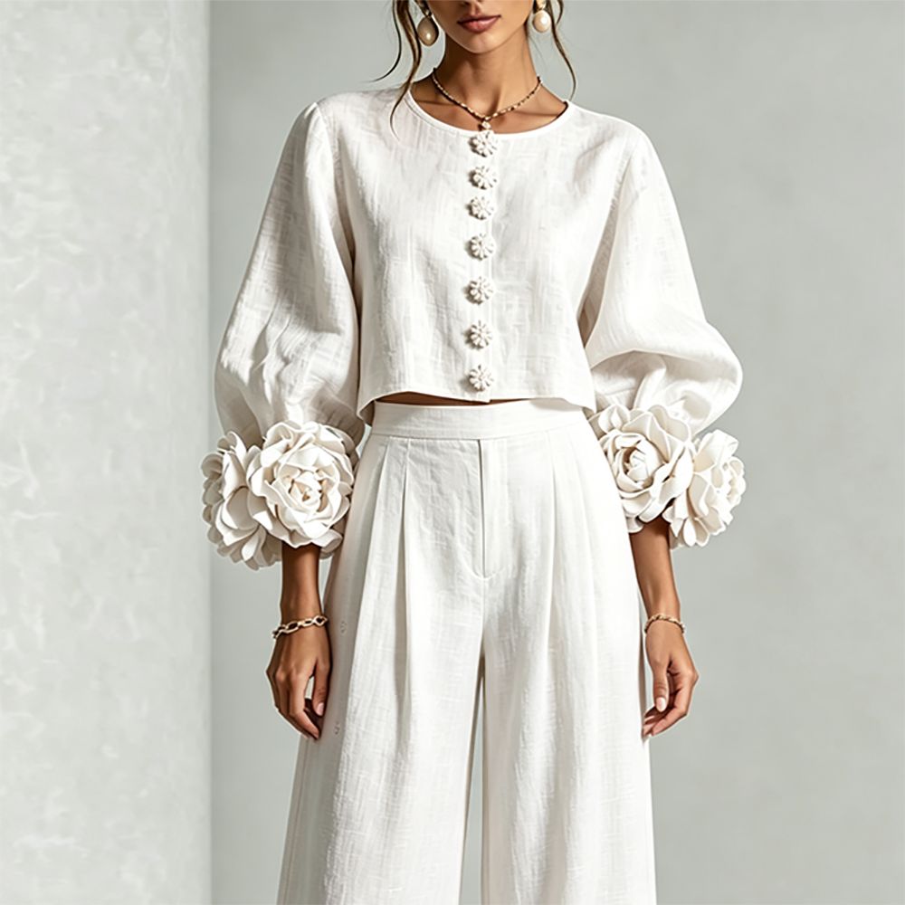 レディース リネン クロップドトップス 2点セット オーネッ - Crop Blouse Linen のレビューと価格