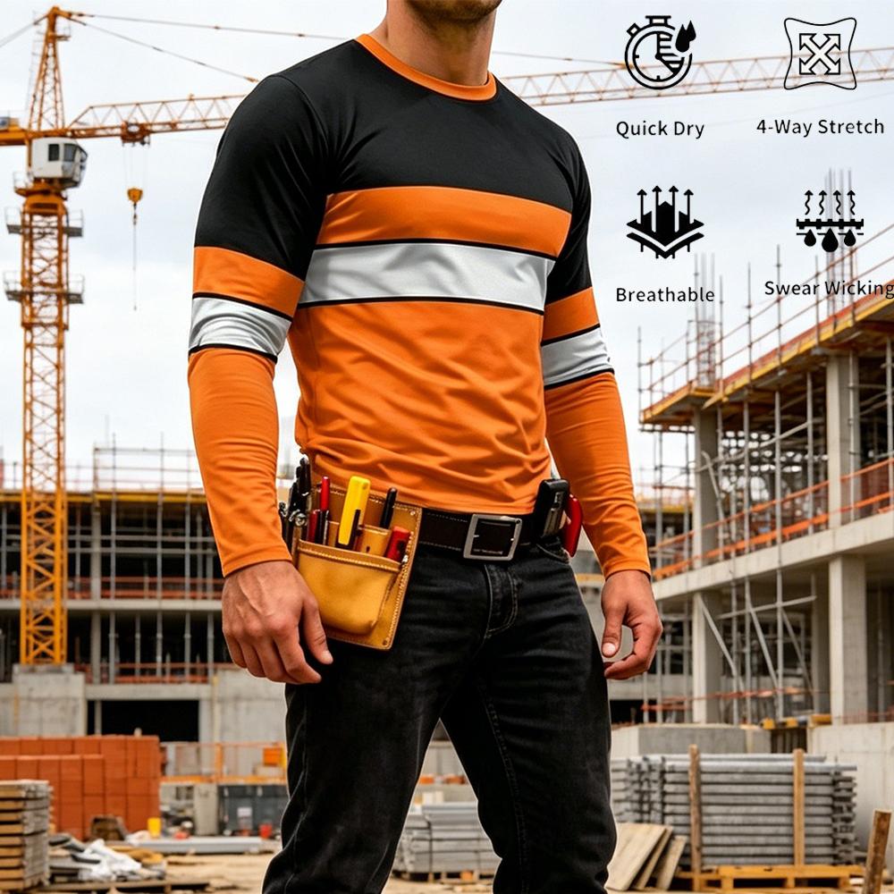 秋の高品質明るい色のストライプ作業服メンズ長袖 Tシャツ通気 - Summer Clothing Guys のレビューと価格