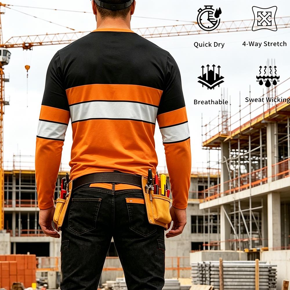 秋の高品質明るい色のストライプ作業服メンズ長袖 Tシャツ通気 - Summer Clothing Guys のレビューと価格