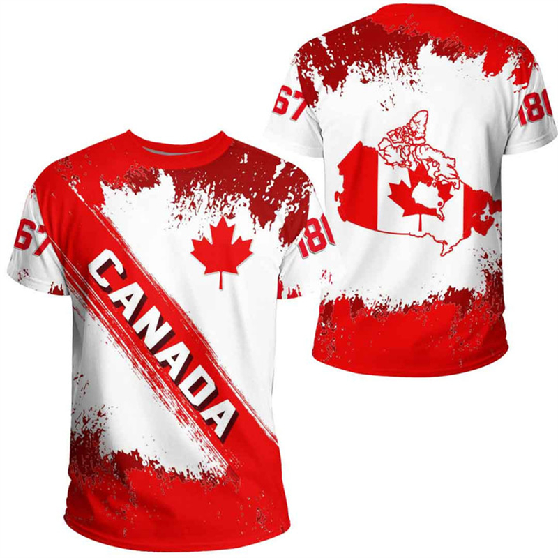 男性と女性のための3DプリントTシャツ,メープルリーフのエン - Summer Clothing Women Canada のレビューと価格